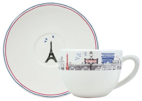 Чашка чайная с блюдцем 450 мл., Д  18,8 см.,,, Ca C Est Paris, GIEN