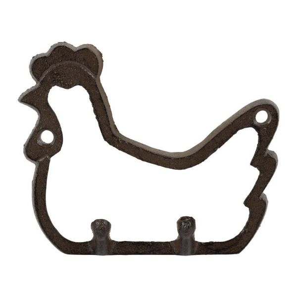 КРЮЧОК, COMPTOIR DE FAMILLE,  HEN HOOK CAMPAGNE BROWN 12X10X2.5CM CAST IRON, АРТИКУЛ 201186