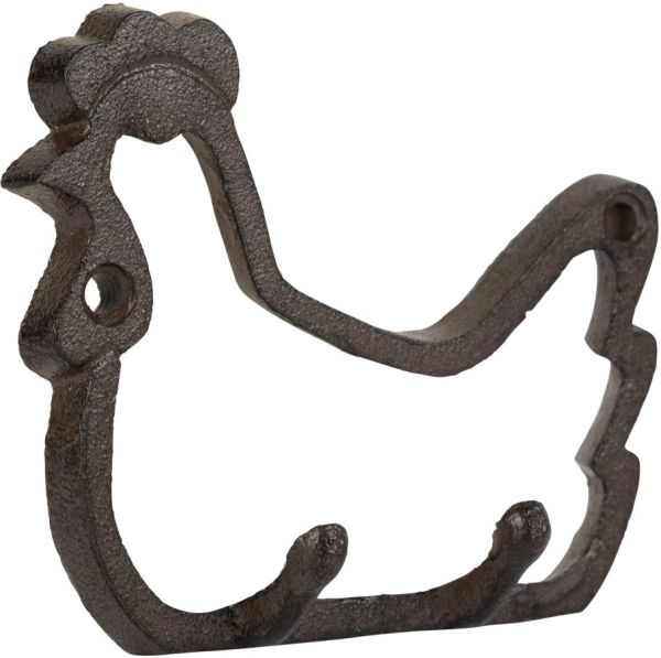 КРЮЧОК, COMPTOIR DE FAMILLE,  HEN HOOK CAMPAGNE BROWN 12X10X2.5CM CAST IRON, АРТИКУЛ 201186