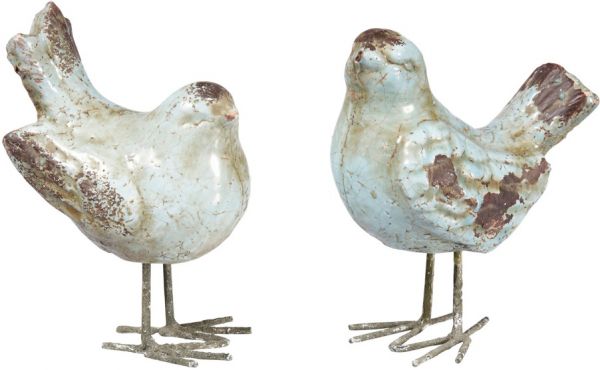 ПТИЧКА 2 ДИЗАЙНА BLUE TARRACOTTA ASSORTED BIRDS 14.5  COTE TABLE, Арт.: 22685