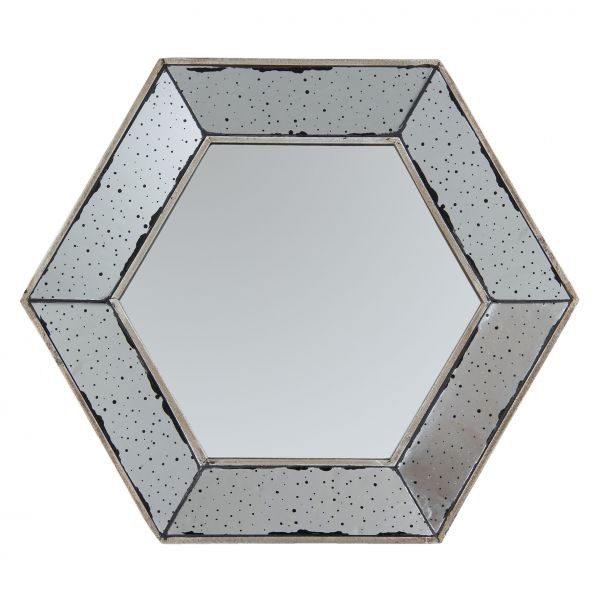 Зеркало ШЕСТИУГОЛЬНОЕ  MIRROR HEXAGONAL ANTIQUE BRONZE 52X52X3.5 MDF COTE TABLE, Арт.: 22812