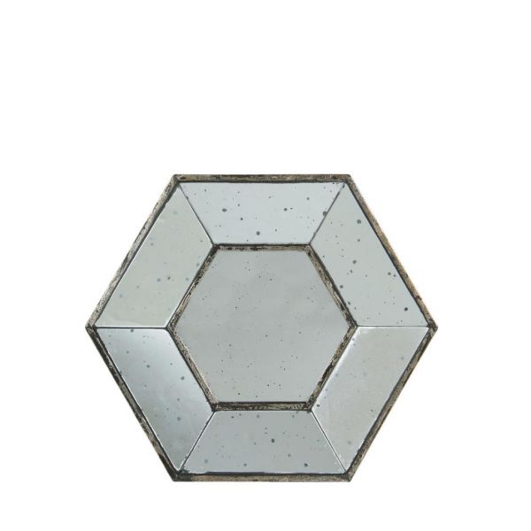 Зеркало ШЕСТИУГОЛЬНОЕ  MIRROR HEXAGONAL ANTIQUE BRONZE 35.5X35.5X3.5 MDF COTE TABLE, Арт.: 22814