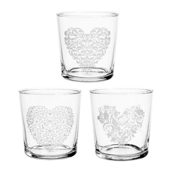 СТАКАН ВИДА COEUR TUMBLER 3 ASS COEUR WHITE 37CL GLASS COTE TABLE, АРТИКУЛ 26019