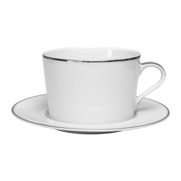 ЧАЙНАЯ ПАРА  BREAKFAST CUP&SAUC GINGER WHITE+PLATIN 37CL PORCEL COTE TABLE, АРТИКУЛ 29099