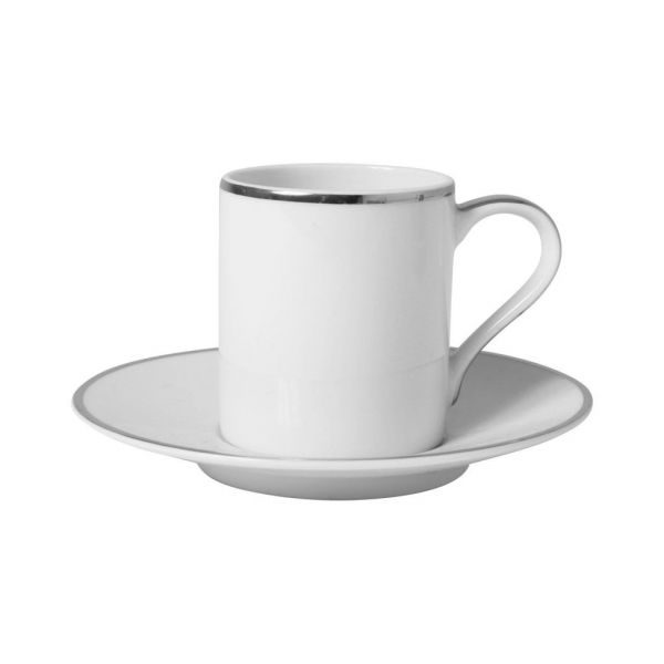 ПАРА ЧАШКА   ДЛЯ КОФЕ  COFFEE CUP&SAUCER GINGER WHITE+PLATIN 10CL PORCEL COTE TABLE, АРТИКУЛ 29100