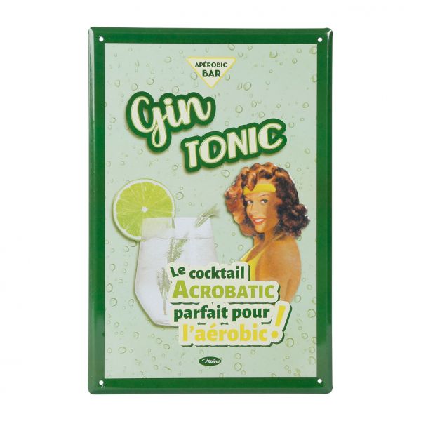Декоративная табличка GIN TONIC PLAQ-RETRO зеленый 20X30 металл