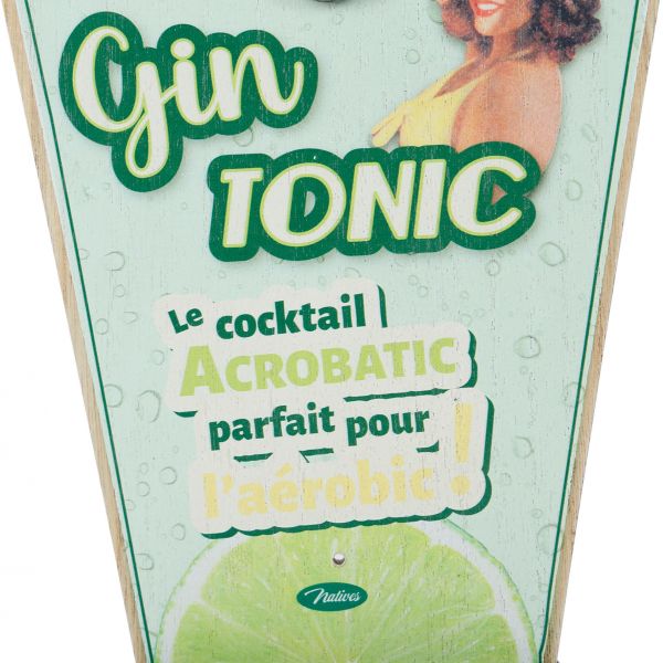Настенная открывашка для бутылок GIN TONIC зеленый 18.5X32 MDF+MET