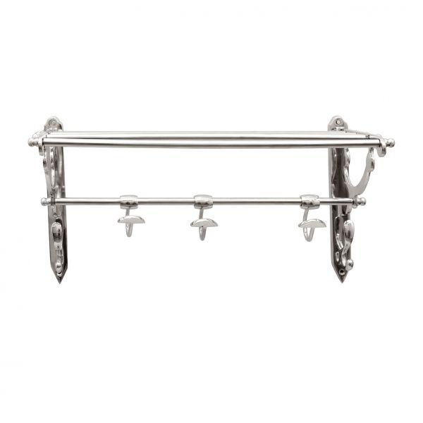 ВЕШАЛКА 3 КРЮЧКОВ И  ЭТАЖЕРКА  COAT RACK 3 HOOKS W/SHELF AUTUN NICKEL 55X27.5XH30 COTE TABLE, Арт.: 31735