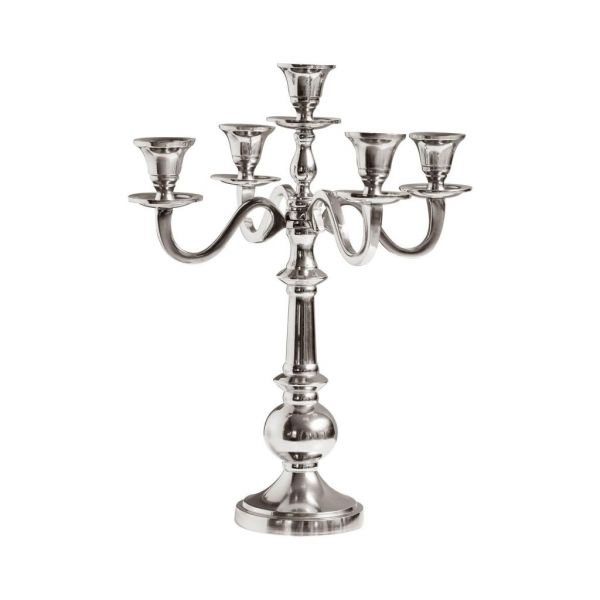 ПОДСВЕЧНИК - КАНДЕЛЯБР  5 BRANCHES  CANDLESTICK 5 ARMS ESNA SILVER H35CM ALUMINIUM COTE TABLE, Арт.:31756