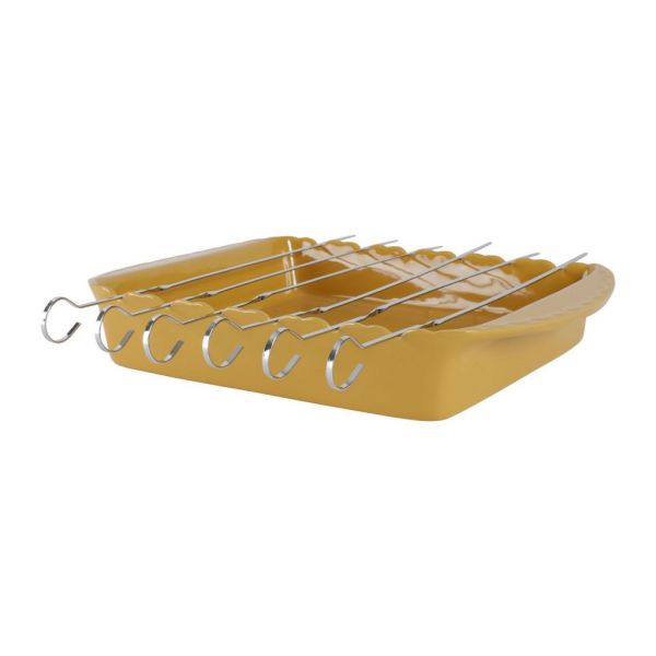 БЛЮДО A BROCHETTES  OVEN DISH WITH SKEWERS BBQ CURRY 38X27X6 STONEWARE COTE TABLE, АРТИКУЛ 32159