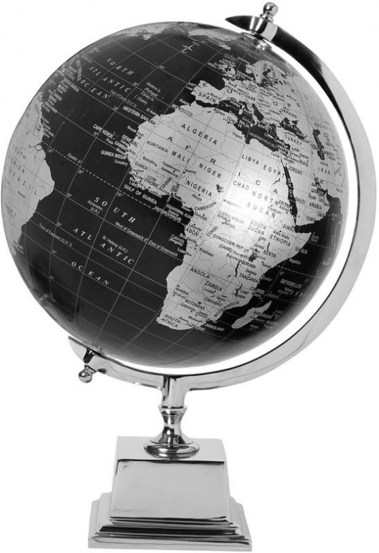 ПРЕДМЕТЫ ИНТЕРЬЕРА/ДЕКОР GLOBE  DECORATIVE MAP ALUN BLACK 22X20XH35.5CM ALUMINIUM COTE TABLE, Арт.: 32858