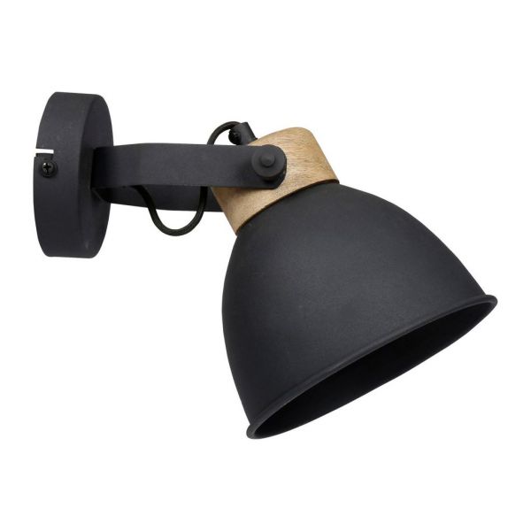 НАСТЕННАЯ ЛАМПА   WALL LAMP LOWRI MATT BLACK 17X22CM IRON+MANGO WOOD COTE TABLE, Арт.:  32974