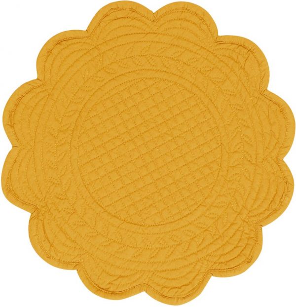 Салфетка подстановочная КРУГЛ. ROUND PADDED PLACEMAT BOUTIS MUSTARD D42CM COTTON COTE TABLE, АРТИКУЛ 33060