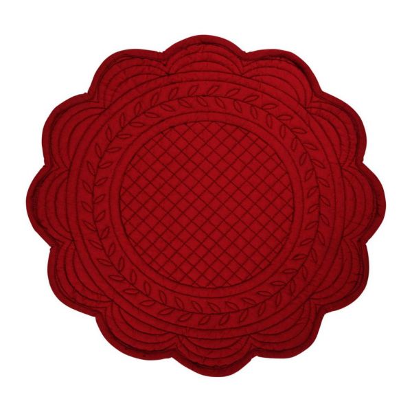 Салфетка подстановочная КРУГЛ.  ROUND PADDED PLACEMAT BOUTIS RED D42CM COTTON COTE TABLE, АРТИКУЛ 33602