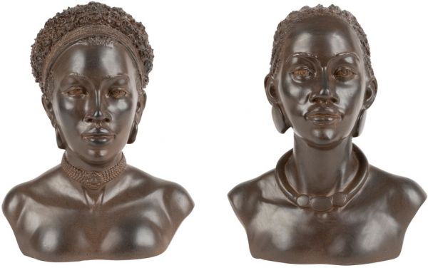 ПРЕДМЕТЫ ИНТЕРЬЕРА/ДЕКОР BUSTE НАБОР ИЗ 2Х DECORATIVE BUST X2 WOURI PATIN H24 RESIN COTE TABLE, Арт.: 34396