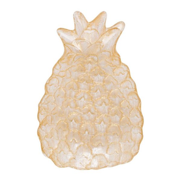 PLAT DISH PINEAPPLE HELLEA GOLD 35X21.5CM GLASS COTE TABLE, АРТИКУЛ 34537