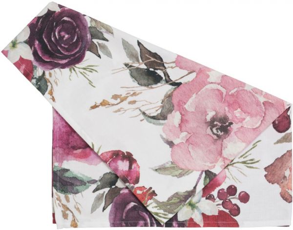 ДОРОЖКА НАСТОЛЬН.  TABLE RUNNER FLORISIA PINK+WHITE 160X50CM COTTON COTE TABLE, АРТИКУЛ 34546