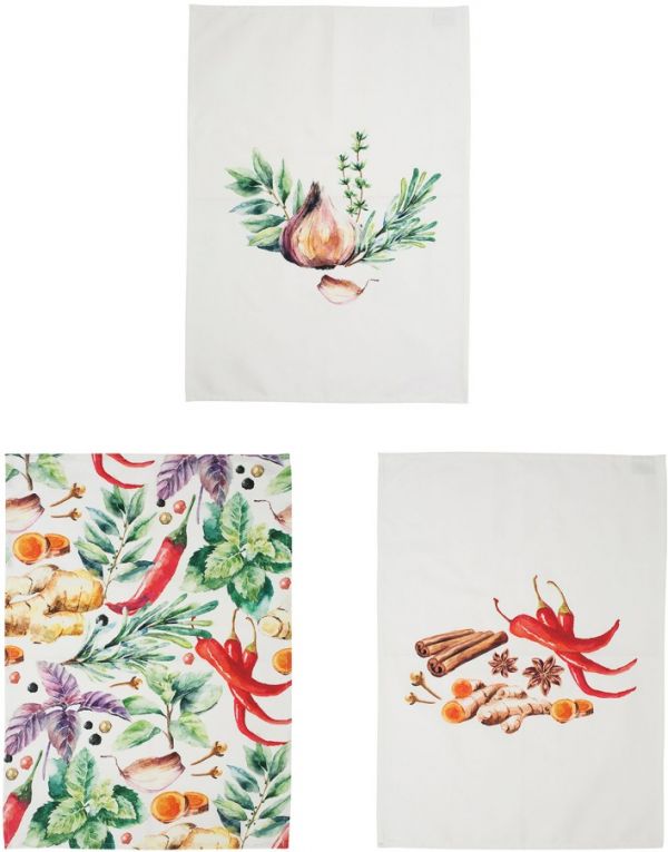 КУХОННОЕ ПОЛОТЕНЦЕ НАБОР ИЗ 3Х KITCHEN TOWEL X3 EPICES GREEN+RED 50X70CM COTTON COTE TABLE, АРТИКУЛ 34550