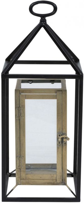 ФОНАРЬ TAHRA BLACK+GOLD 20X20XH50CM IRON+GLASS COTE TABLE, Арт.:34576