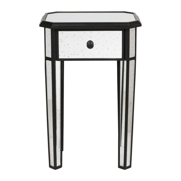 СТОЛИК  BEDSIDE TABLE BOIS MIIROIR BLACK H66CM MDF+MIRROR COTE TABLE, Арт.: 34626