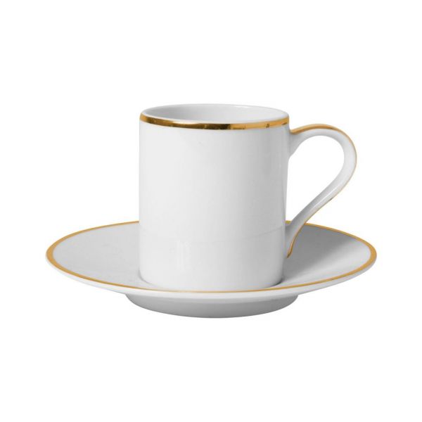КОФЕЙНАЯ ПАРА  COFFEE CUP GINGER DOR WHITE+GOLD 10CL PORCELAIN COTE TABLE, АРТИКУЛ 34714