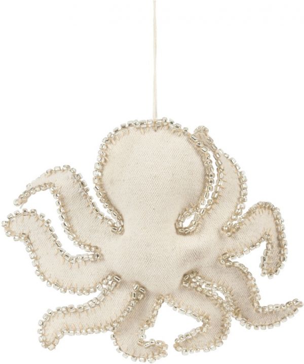 ПОДВЕСКА ОСЬМИНОГ, HANGING DECORATION OCTOPUS EGEE IVORY 15X13 FABRIC COTE TABLE, Арт.: 34868