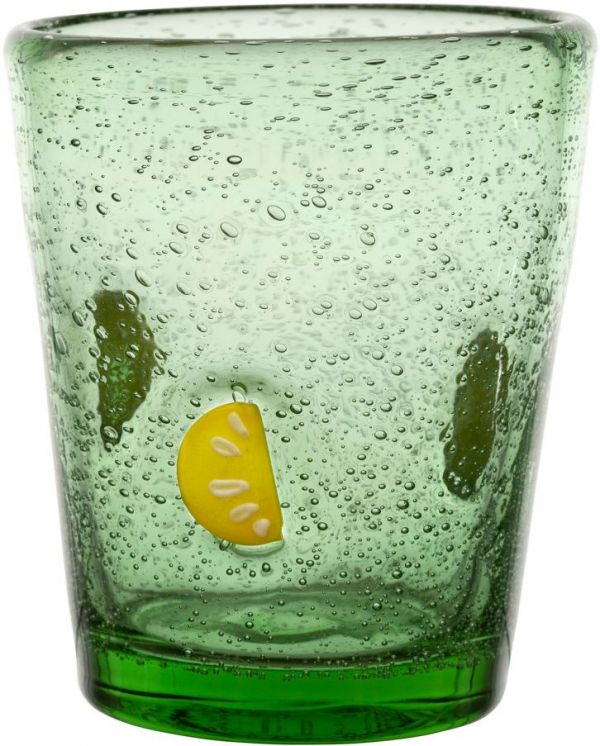 СТАКАН TUMBLER BEL ETE GREEN+YELLOW 25CL D8XH10CM GLASS COTE TABLE, АРТИКУЛ 35152