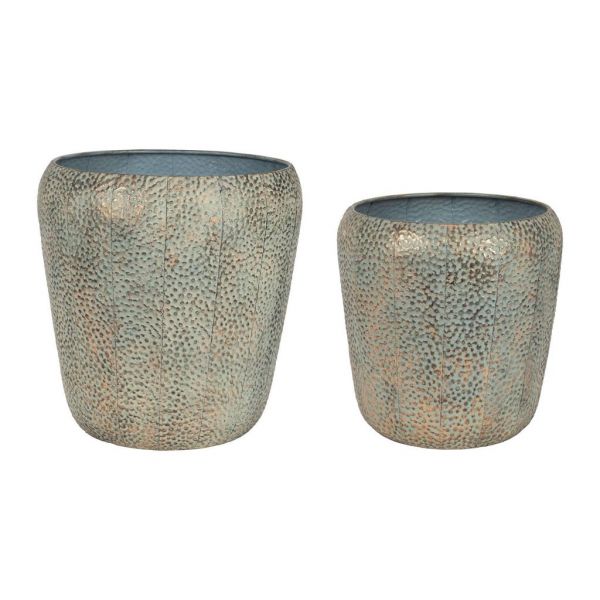 Кашпо FLOWER POT X2 TOURNOY GREY+GOLD D37X37+D31X31 IRON COTE TABLE, арт.: 35304