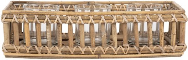 ПОДСВЕЧНИК ASIE NAT 39X16XH10CM RATTAN+GLASS COTE TABLE, Арт.:35508