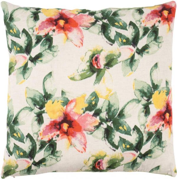 ПОДУШКА CUSHION COVER FLOREALE PINK+GREEN 45X45CM COTTON COTE TABLE, АРТИКУЛ 35567