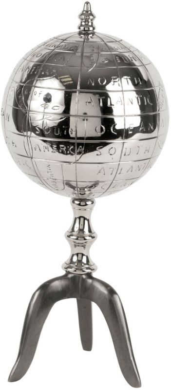 ПРЕДМЕТЫ ИНТЕРЬЕРА/ДЕКОР DECO GLOBE CLINKAN SILVER 13X13XH29.5CM ALUMINIUM COTE TABLE, Арт.: 35817