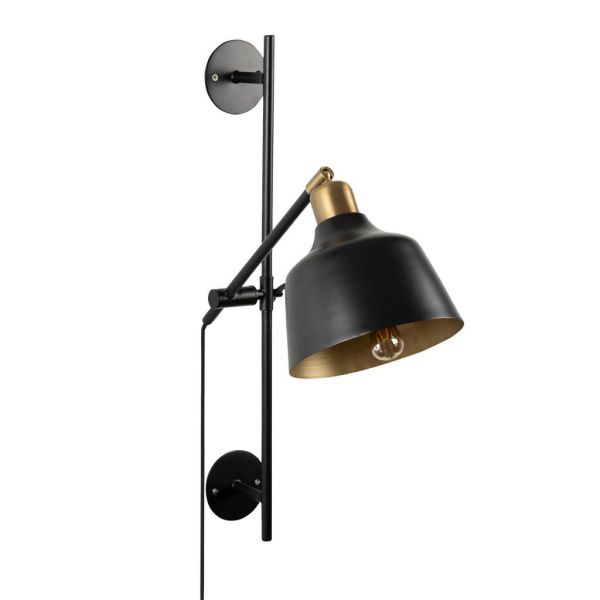 СВЕТИЛЬНИК НАСТЕННЫЙ WALL LAMP AKENE BLACK+GOLD 41X18X56 E27 IRON+BRASS COTE TABLE, Арт.:  35822