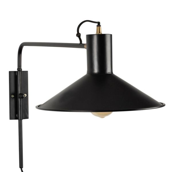 СВЕТИЛЬНИК НАСТЕННЫЙ WALL LAMP AKENE BLACK+GOLD 70X30X40 E27 IRON+BRASS COTE TABLE, Арт.:  35823