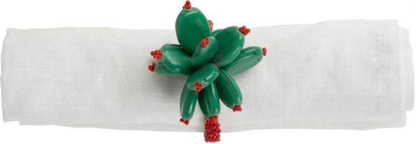 КОЛЬЦО ДЛЯ САЛФЕТКИ, COTE TABLE, NAPKIN RING FLEURI GREEN+RED D4 IRON+GLASS+PLASTIC, АРТИКУЛ 35850