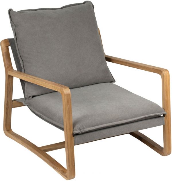 Кресло, ARMCHAIR AZENOR GREY 76X90H67 OAK+STONE WASHED COT ,Cote Table ,Арт.: 35890