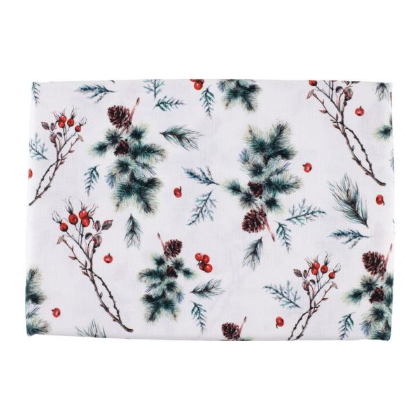 СКАТЕРТЬ TABLECLOTH AUBEPINE GREEN+RED+WHITE 260X160 COTTON COTE TABLE, АРТИКУЛ 36035