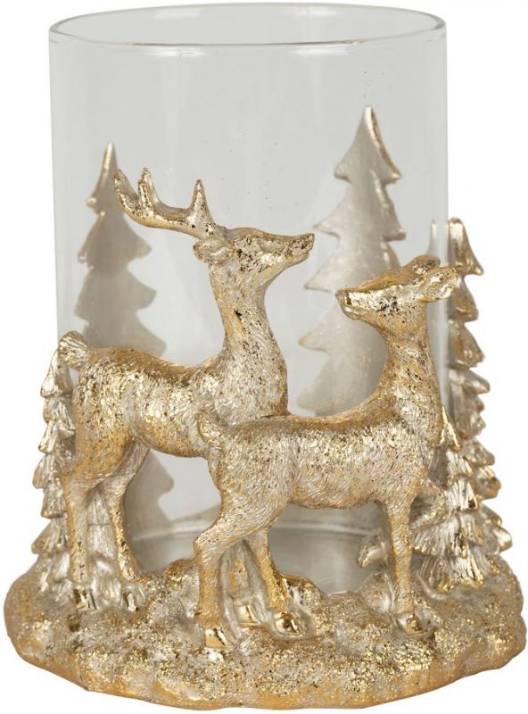 ФОНАРЬ DEER FORET CHAMP D13H17 POLYRESIN+GLASS COTE TABLE, Арт.:36221