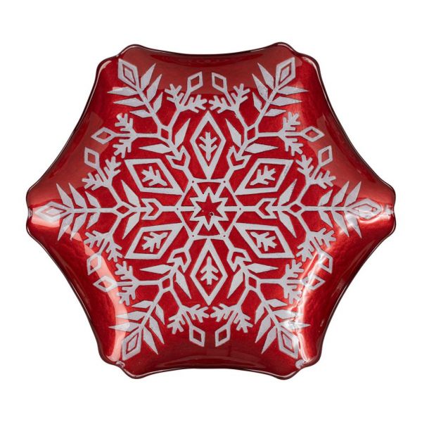 БЛЮДО CHARGER PLATE FLOCON RED+WHITE D32CM GLASS COTE TABLE, АРТИКУЛ 36290