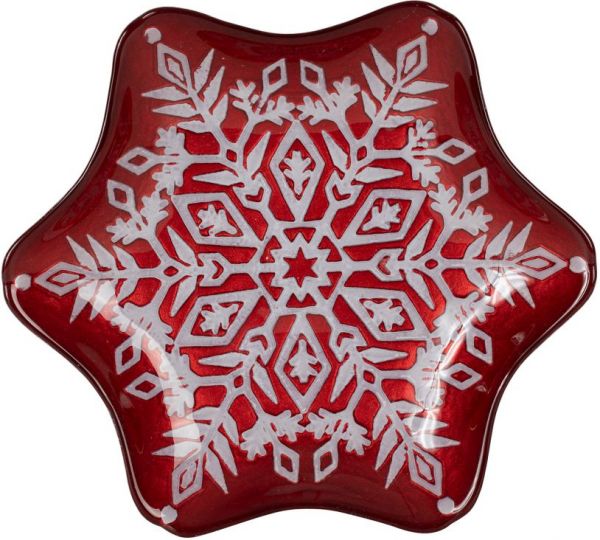 ТАРЕЛКА ДЕСЕРТНАЯ DESSERT PLATE FLOCON RED D21.5CM GLASS COTE TABLE, АРТИКУЛ 36292