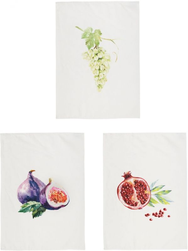 КУХОННОЕ ПОЛОТЕНЦЕ KITCHEN TOWEL X3 FRUITS WHITE 50X70CM COTTON COTE TABLE, АРТИКУЛ 36447