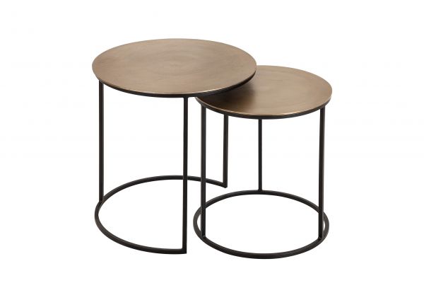 СТОЛ КОФЕЙНЫЙ, НАБОР ИЗ 2 ШТ.,, COTE TABLE, NEST OF 2 TABLES FELIA GOLD D41H52+D49H46 ALU+IRON, Арт.: 36478 