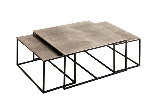 СТОЛ КОФЕЙНЫЙ, НАБОР ИЗ 3 ШТ.,, COTE TABLE, NEST OF 3 TABLE FELIA SLVER 82XH42+74XH38 ALU+IRON, Арт.: 36481 