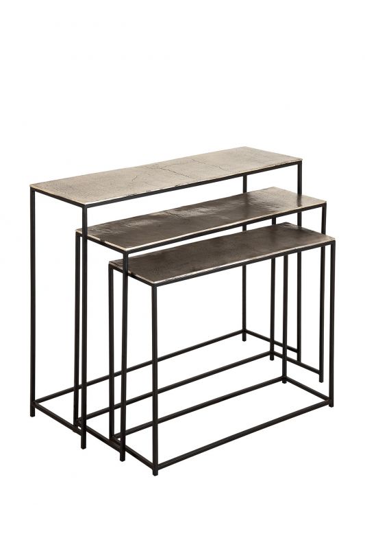 Консоль набор 3 ШТ, COTE TABLE, CONSOLE X3 FELIA SILVER 99H82+89H70+75H62 ALU+IRON, Арт.: 36483