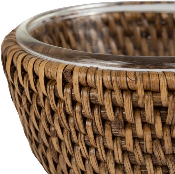 САЛАТНИК, COTE TABLE, CEREAL BOWL EDNNA HONEY D16XH6.5CM RATTAN+GLASS, АРТИКУЛ 36666