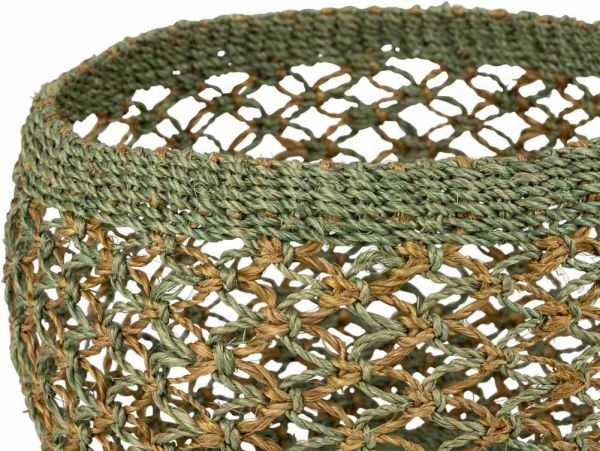 Корзина - кашпо, COTE TABLE, FLOWER POT X2 ABAKA GREEN+NAT D24H18+D18H15 ABACA, АРТИКУЛ 36788