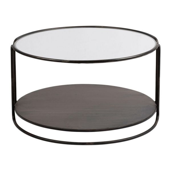 СТОЛИК КОФЕЙНЫЙ, COTE TABLE, ROUND COFFEE TABLE TAHRA BROWN D70H39 IRON+GLASS, Арт.: 36826