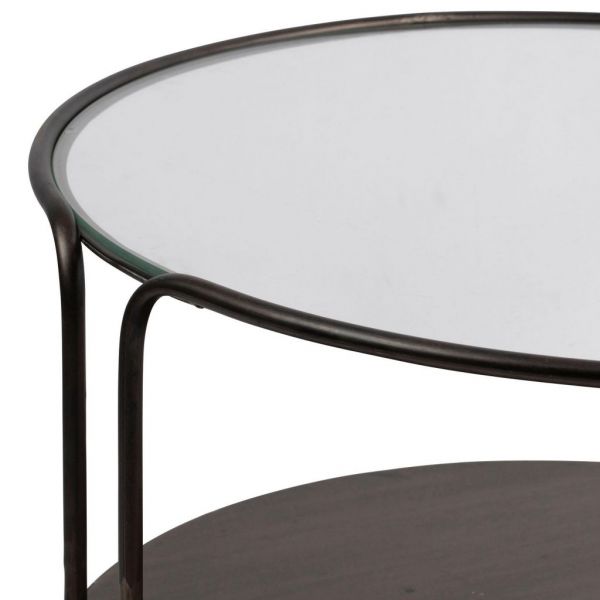 СТОЛИК КОФЕЙНЫЙ, COTE TABLE, ROUND COFFEE TABLE TAHRA BROWN D70H39 IRON+GLASS, Арт.: 36826