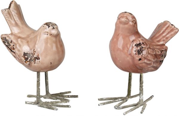 ПТИЦЫ В АССОРТИМЕНТЕ, 2 ШТ.,, COTE TABLE, 2 ASSORTED BIRDS OISEAU PINK 12H14 TERRACOTTA+IRON, Арт.: 36885