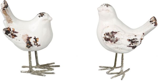 ПТИЦЫ В АССОРТИМЕНТЕ, 2 ШТ.,, COTE TABLE, 2 ASSORTED BIRDS OISEAU WHITE 12H14 TERRACOTT+IRON, Арт.: 36886