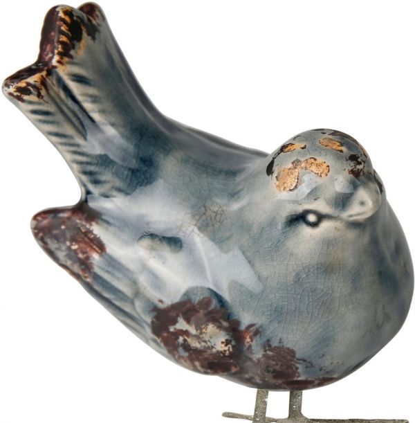 ПТИЦЫ В АССОРТИМЕНТЕ, 2 ШТ.,, COTE TABLE, 2 ASSORTED BIRDS OISEAU BLUE 12H14 TERRACOTTA+IRON, Арт.: 36887